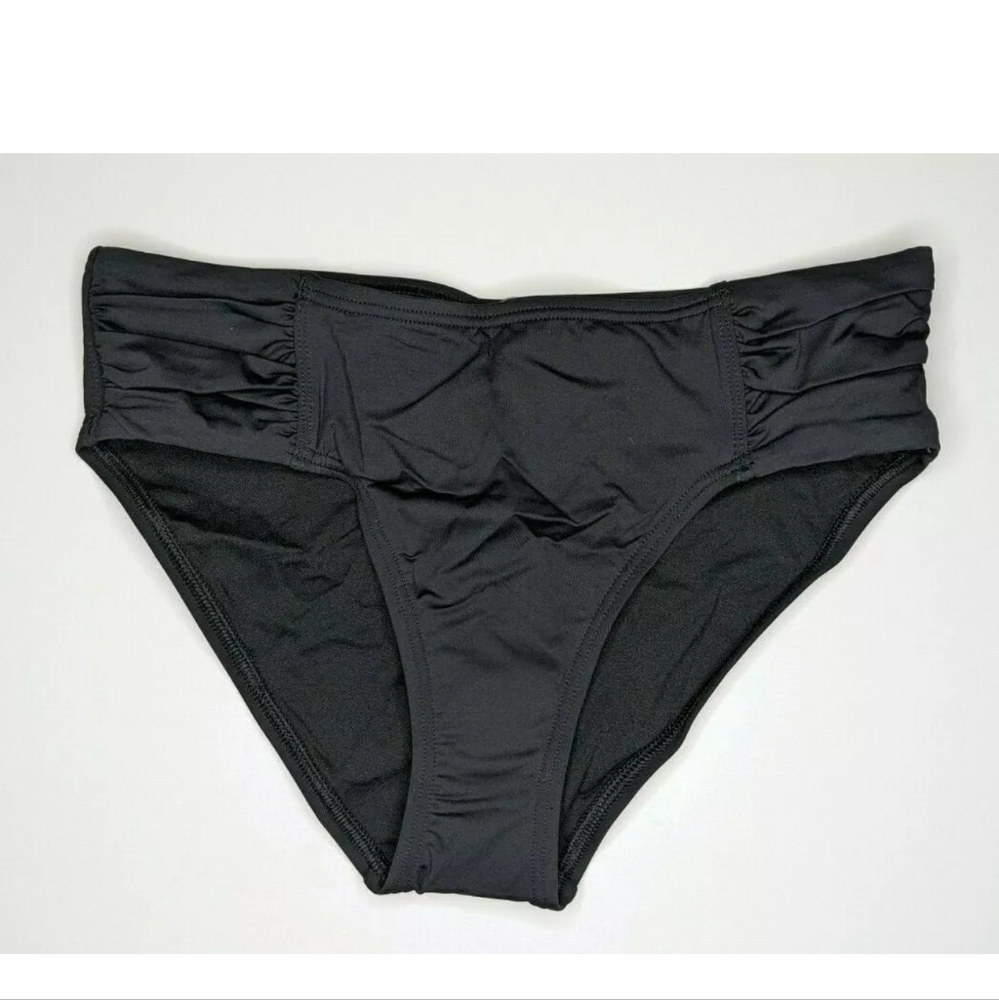 Tommy Bahama Pearl High Waist Side Shirred Bikini Bottom, Black, Women's Small